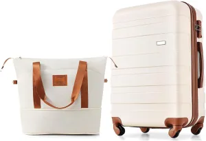 20-Inch Carry-On Luggage with Expandable Travel Bag Set, ABS Hard Shell Two-piece suitcase set