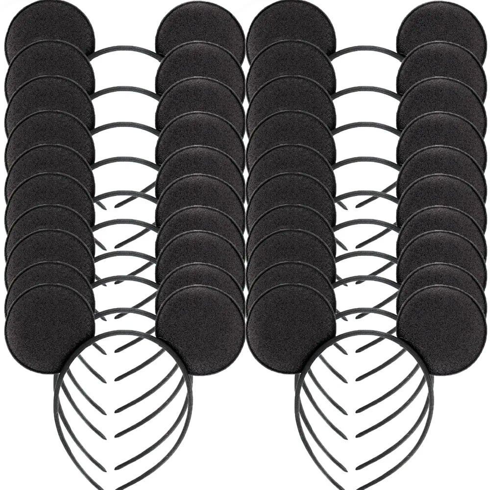 20 Pcs Black Minnie Mouse Ears Headbands Fashion Mickey Costume Party Head Band