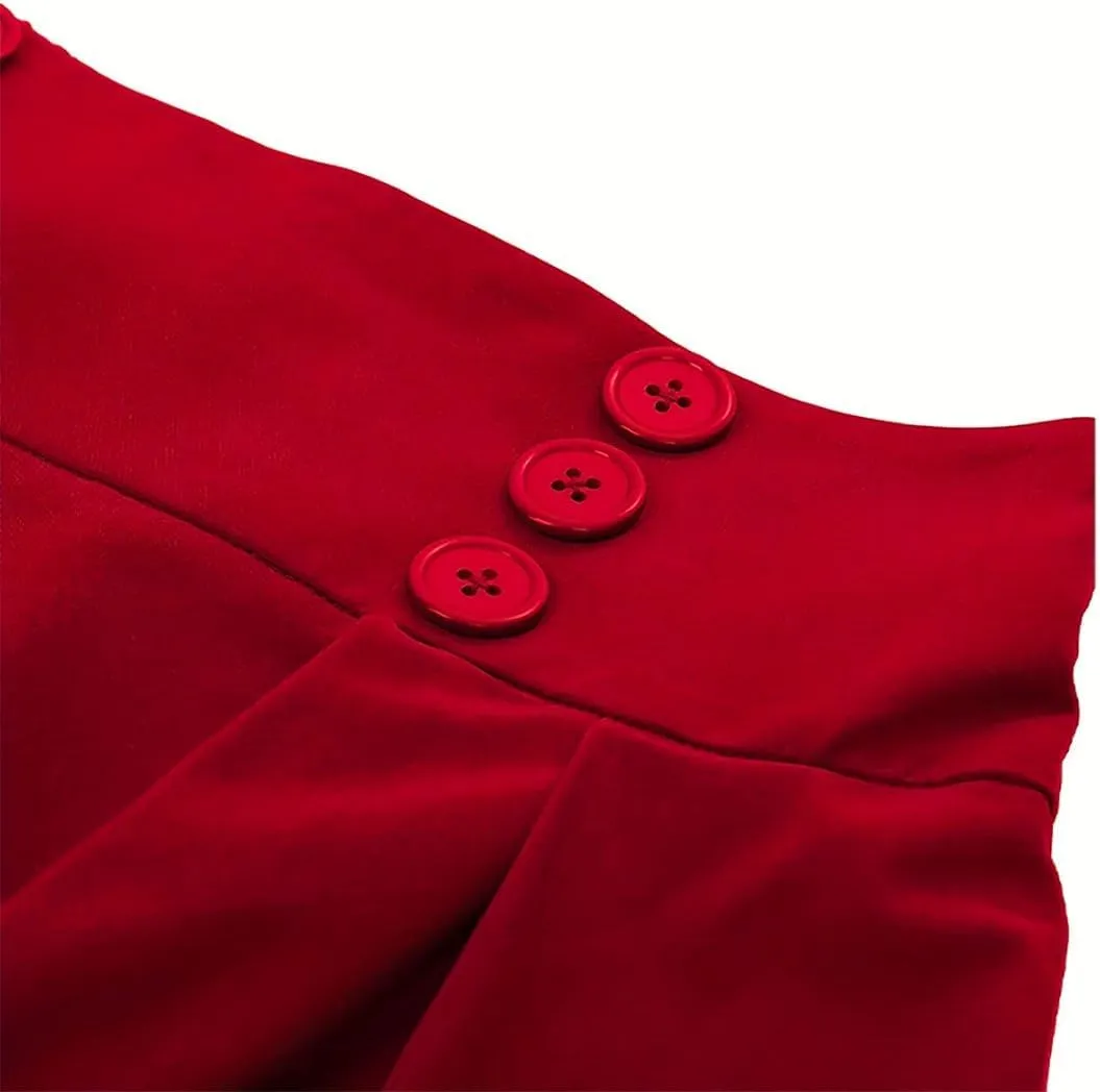 2025 Women's Vintage High Waist Pleated Midi A - Line Summer Casual Skirt