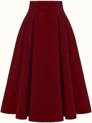 2025 Women's Vintage High Waist Pleated Midi A - Line Summer Casual Skirt
