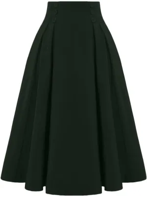 2025 Women's Vintage High Waist Pleated Midi A - Line Summer Casual Skirt