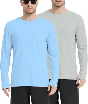2/6 Pack Men's Long Sleeves Dry Fit Shirts, UPF 50  Rash Guard Swim SPF Fishing UV Sun Protection Shirts