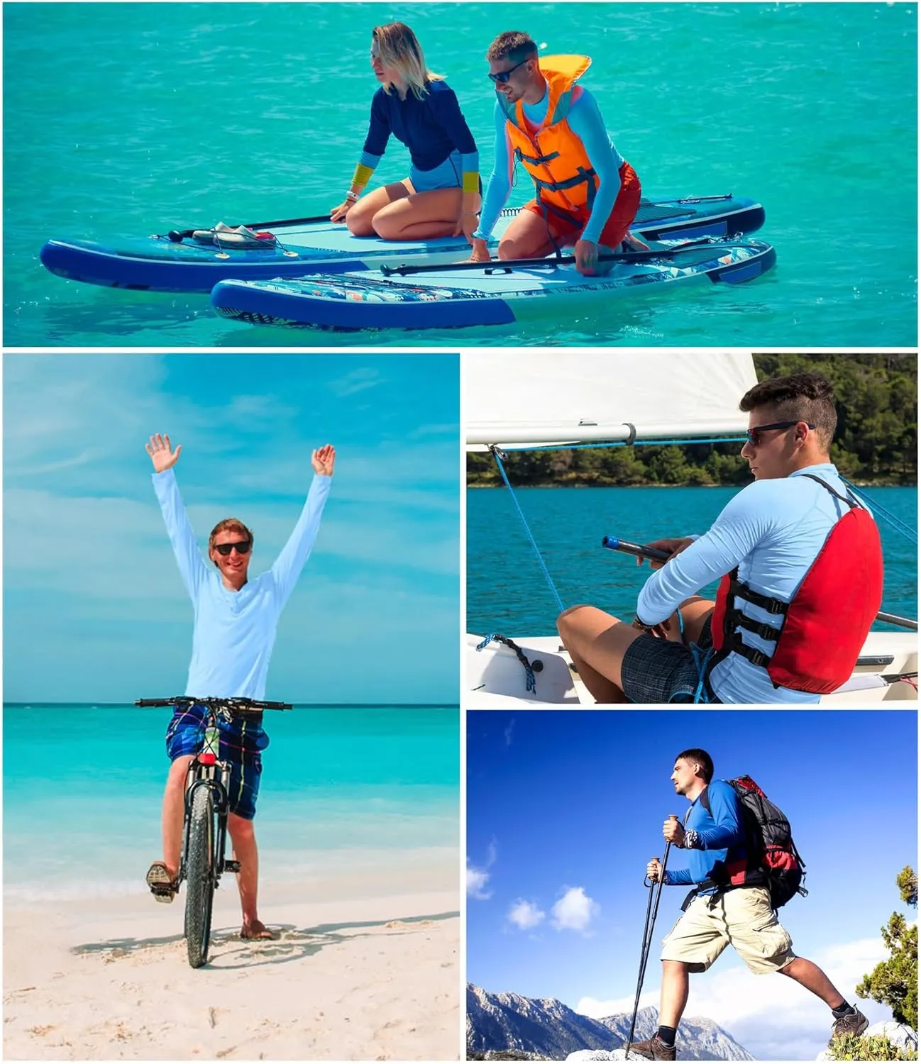 2/6 Pack Men's Long Sleeves Dry Fit Shirts, UPF 50  Rash Guard Swim SPF Fishing UV Sun Protection Shirts