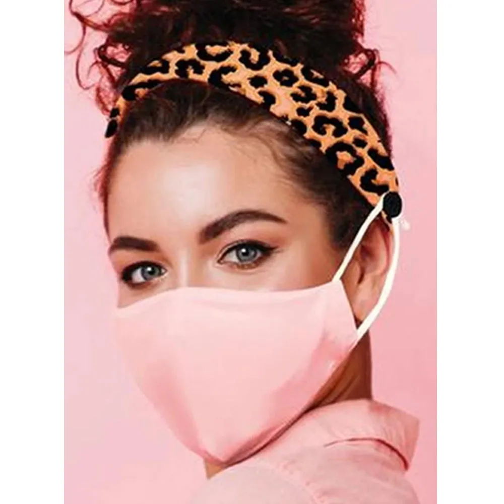 2Pc Elastic Headbands with Buttons Fashion Mask Holder Hair Band Assorted Colors