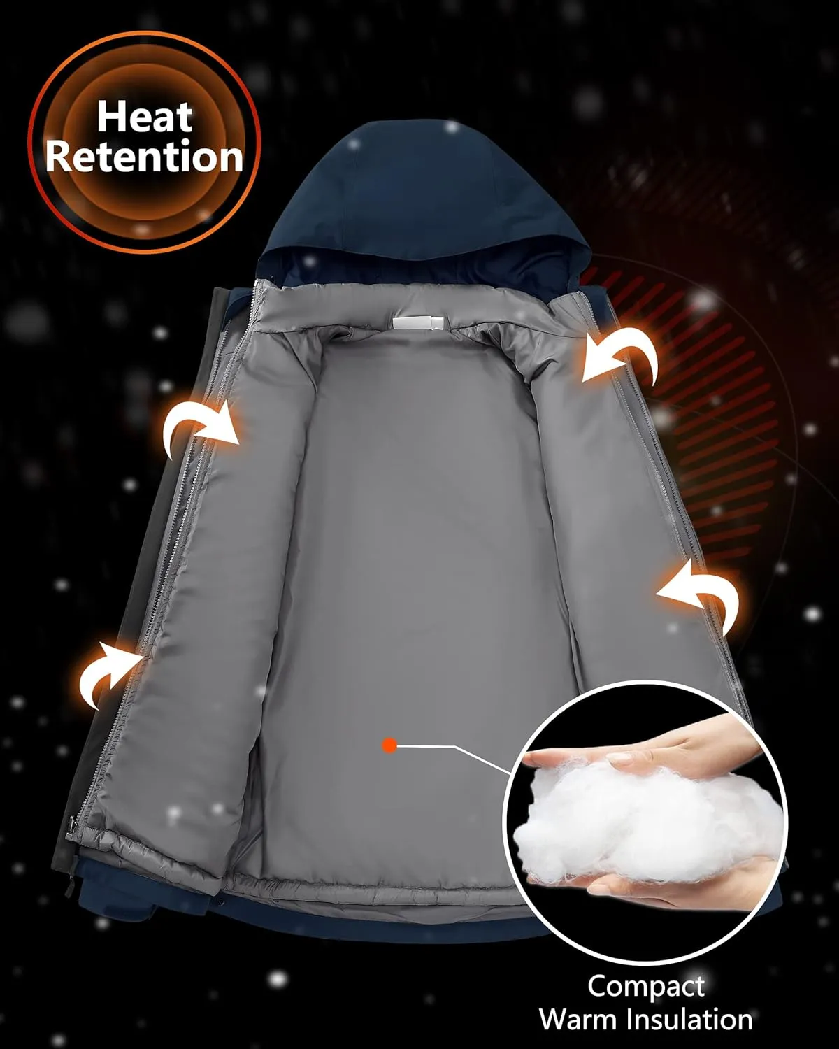 33,000ft Men's Waterproof 3-in-1 Ski Jacket, Warm Mountain Windbreaker Snow Rain Jackets Winter Coat with Puffer Jacket