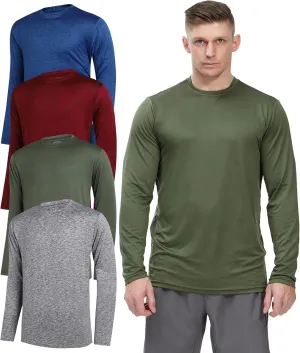 4 Pack Long Sleeve Shirts for Men Dry-Fit Moisture Wicking T-Shirts for Fishing Hiking Workout Gym