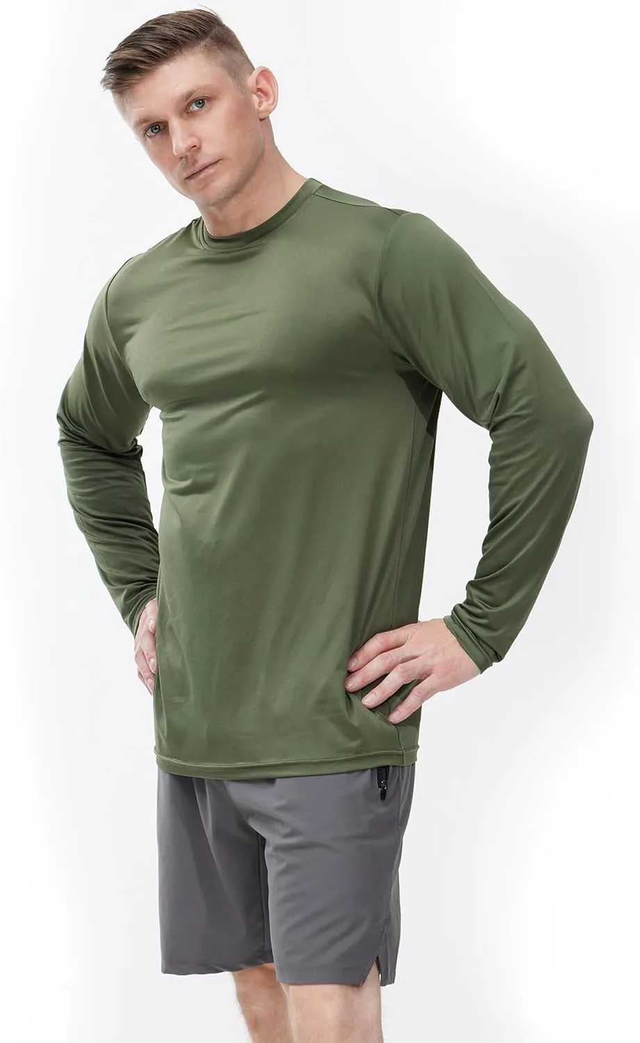 4 Pack Long Sleeve Shirts for Men Dry-Fit Moisture Wicking T-Shirts for Fishing Hiking Workout Gym