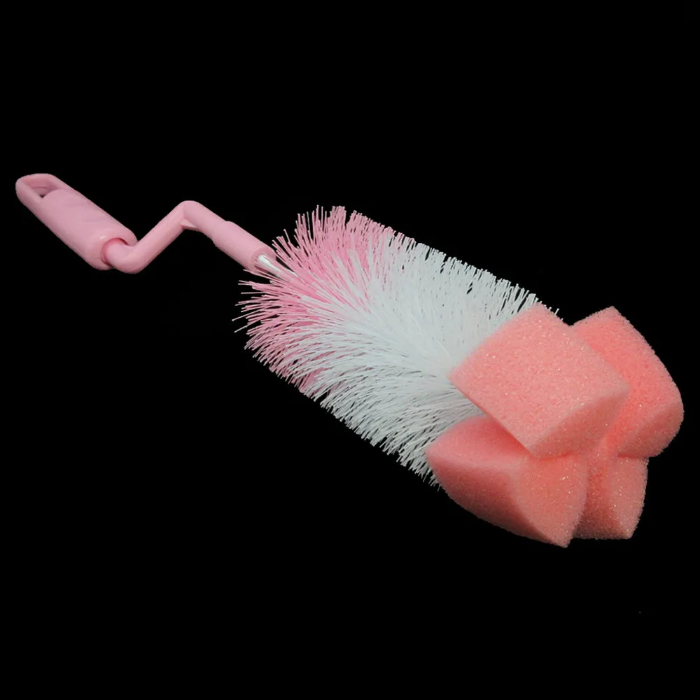 4PC Baby Bottle Cleaner Nipple Cleaning Brush Set Wash Cup Sponge Scrubbing Tool