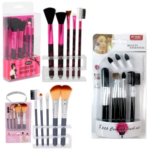 5 Pc Cosmetic Makeup Brushes Kit Face Eyebrow Shadow Makeup Brush Set Stand Gift