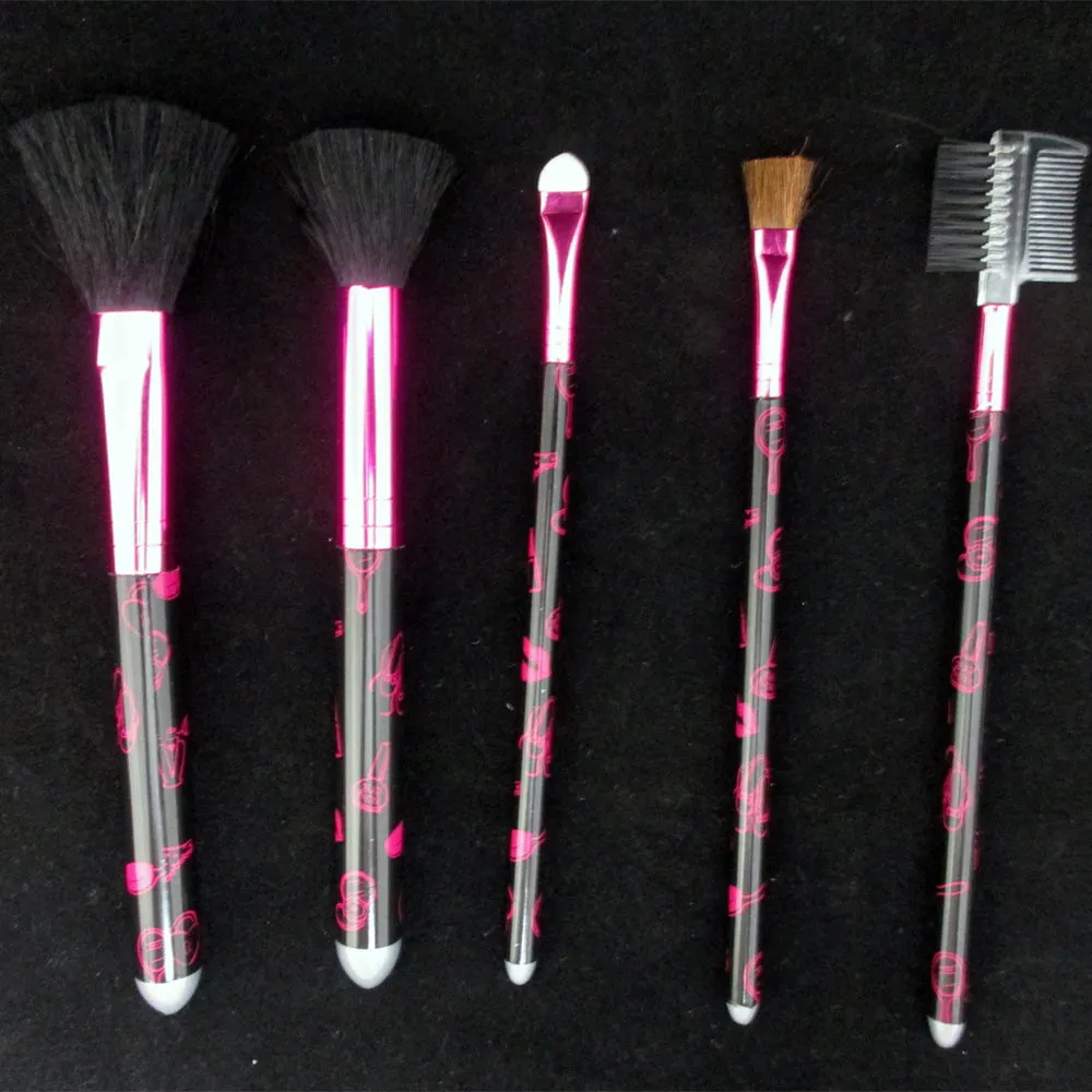 5 Pc Cosmetic Makeup Brushes Kit Face Eyebrow Shadow Makeup Brush Set Stand Gift