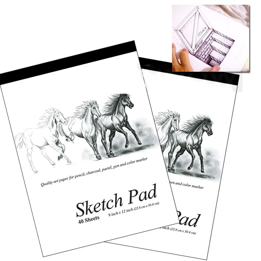 5 Set 9 x 12 inches 40 Sheets Premium Quality Sketch Book Paper Pad Art Drawing