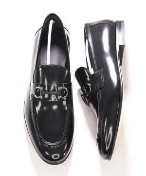 $850 SALVATORE FERRAGAMO - “GIN 4" Gancini Bit Loafer Black Leather - 12 EE US