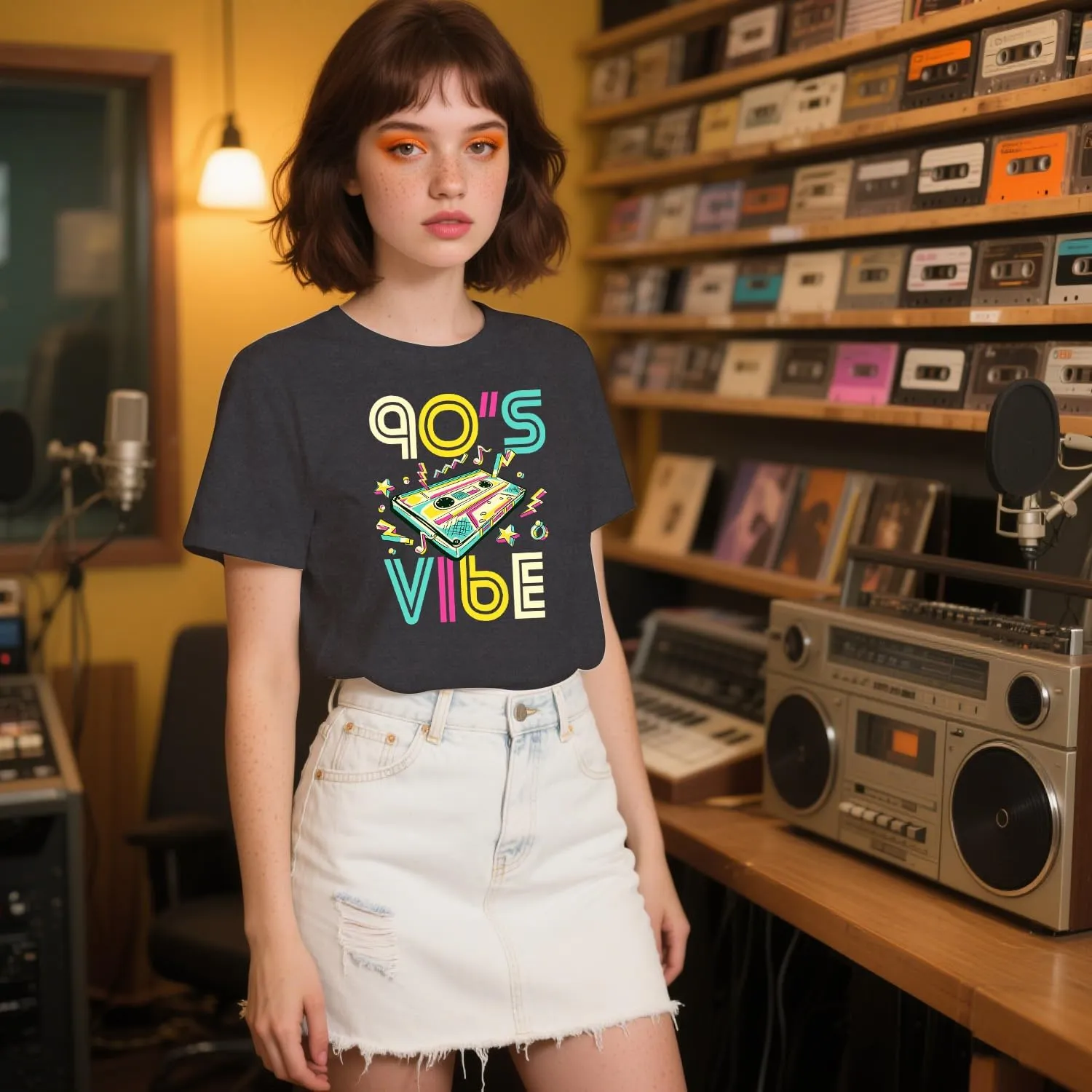 90's Shirt for Women I Love The 90's T-Shirt Back to The 90s Tee Vintage Neon Party Music Tops