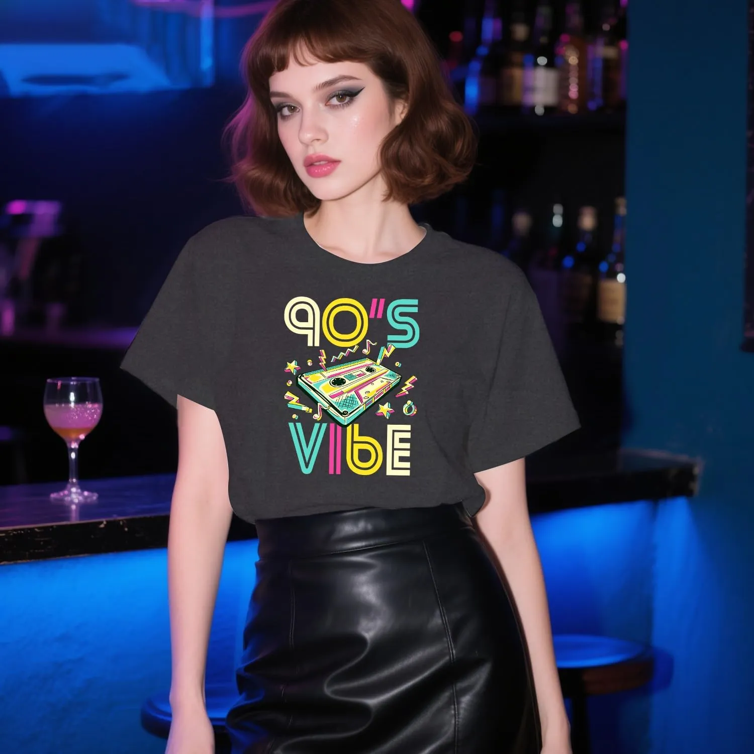 90's Shirt for Women I Love The 90's T-Shirt Back to The 90s Tee Vintage Neon Party Music Tops