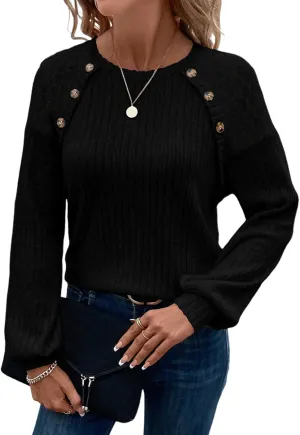 Acelitt Womens Fall Long Sleeve Tunic Tops Casual Crew Neck Dressy Shirt Lace Patchwork Blouses Pullover Sweaters