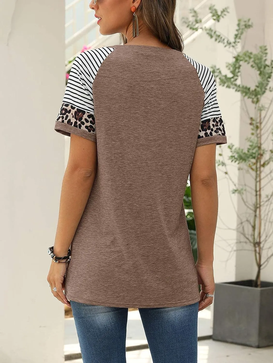 Adibosy Women Summer Casual Shirts: Short Sleeve Striped Tunic Tops - Womens Crew Neck Tee Tshirt Blouses