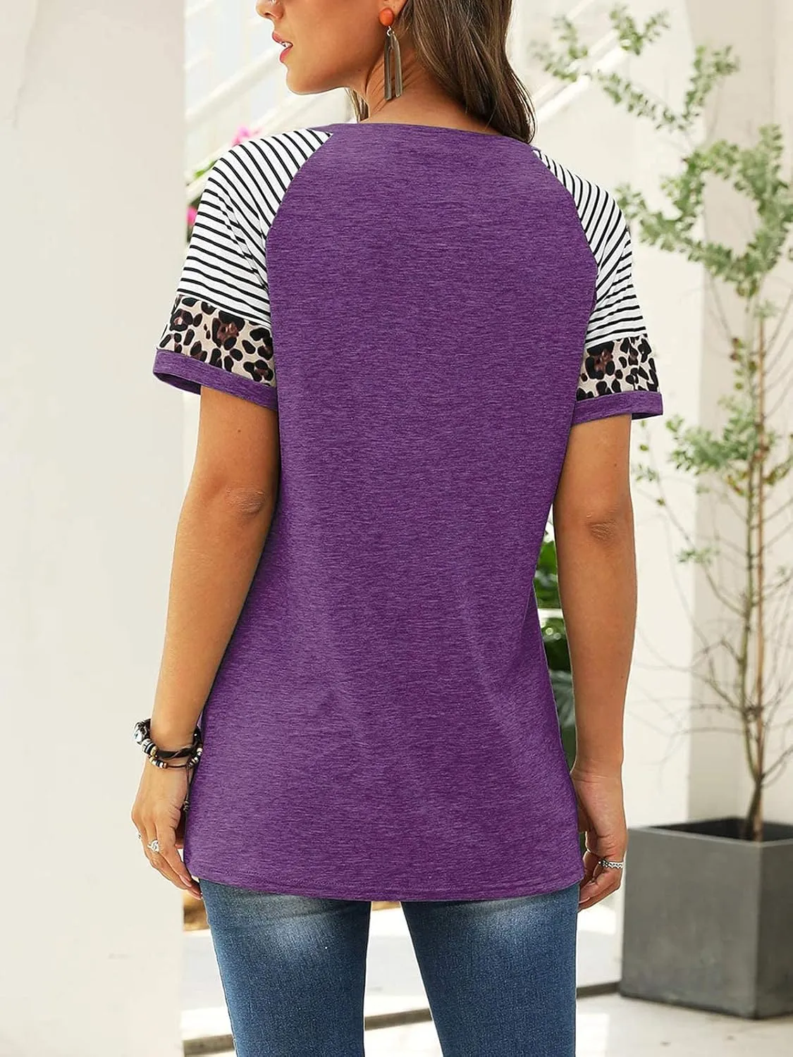 Adibosy Women Summer Casual Shirts: Short Sleeve Striped Tunic Tops - Womens Crew Neck Tee Tshirt Blouses