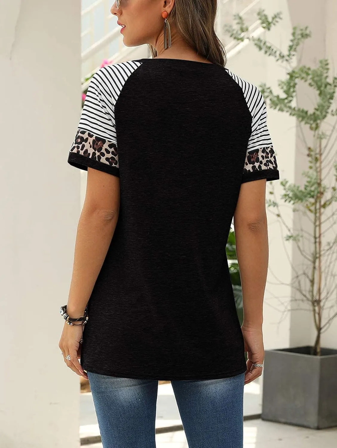 Adibosy Women Summer Casual Shirts: Short Sleeve Striped Tunic Tops - Womens Crew Neck Tee Tshirt Blouses