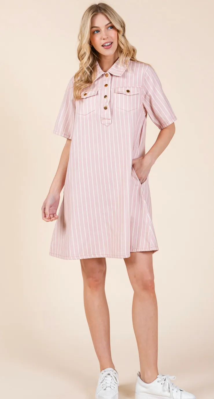 Adorable Striped Shirt Dress
