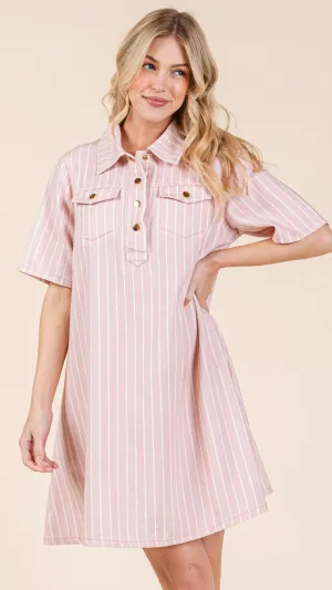 Adorable Striped Shirt Dress