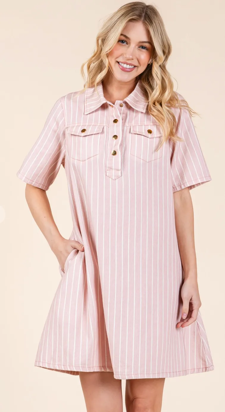 Adorable Striped Shirt Dress