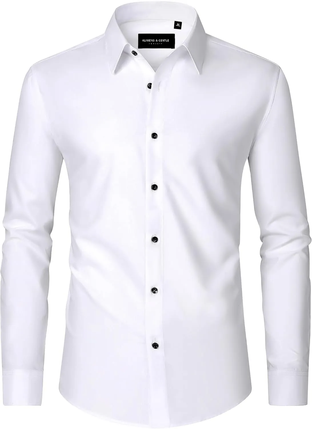 Alimens & Gentle Mens Dress Shirts Long Sleeve Wrinkle-Free Formal Shirts Wedding Dating Business Casual Button Down Shirt