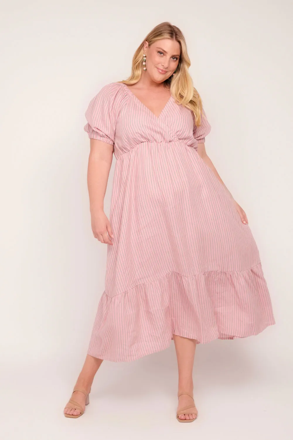 Alison Linen Midi Dress in Beverly Hills