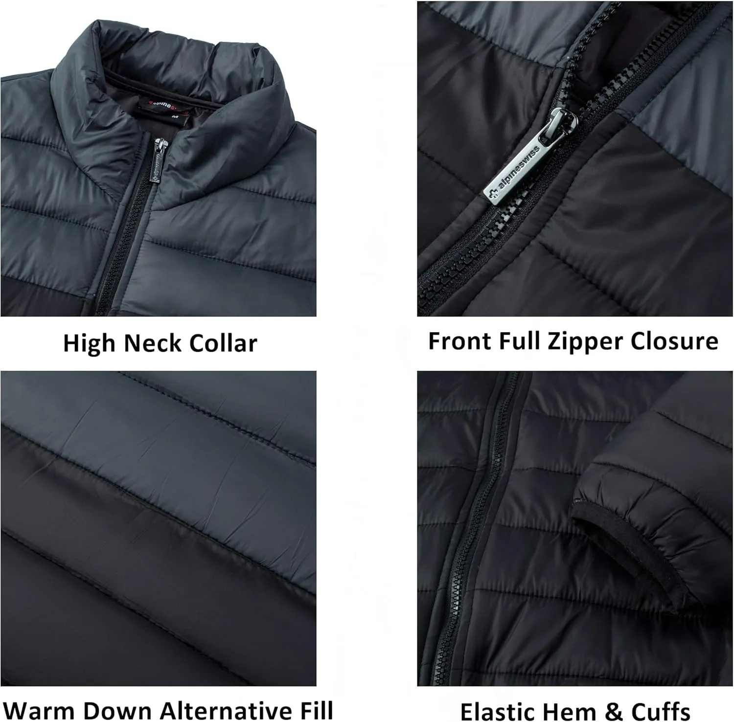 Alpine Swiss Niko Mens Down Alternative Jacket Puffer Coat Packable Warm Insulation & Lightweight