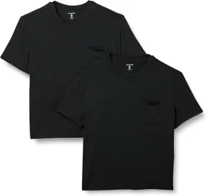 Amazon Essentials Women's Jersey Relaxed-Fit Short-Sleeve Crewneck Pocket T-Shirt, Pack of 2