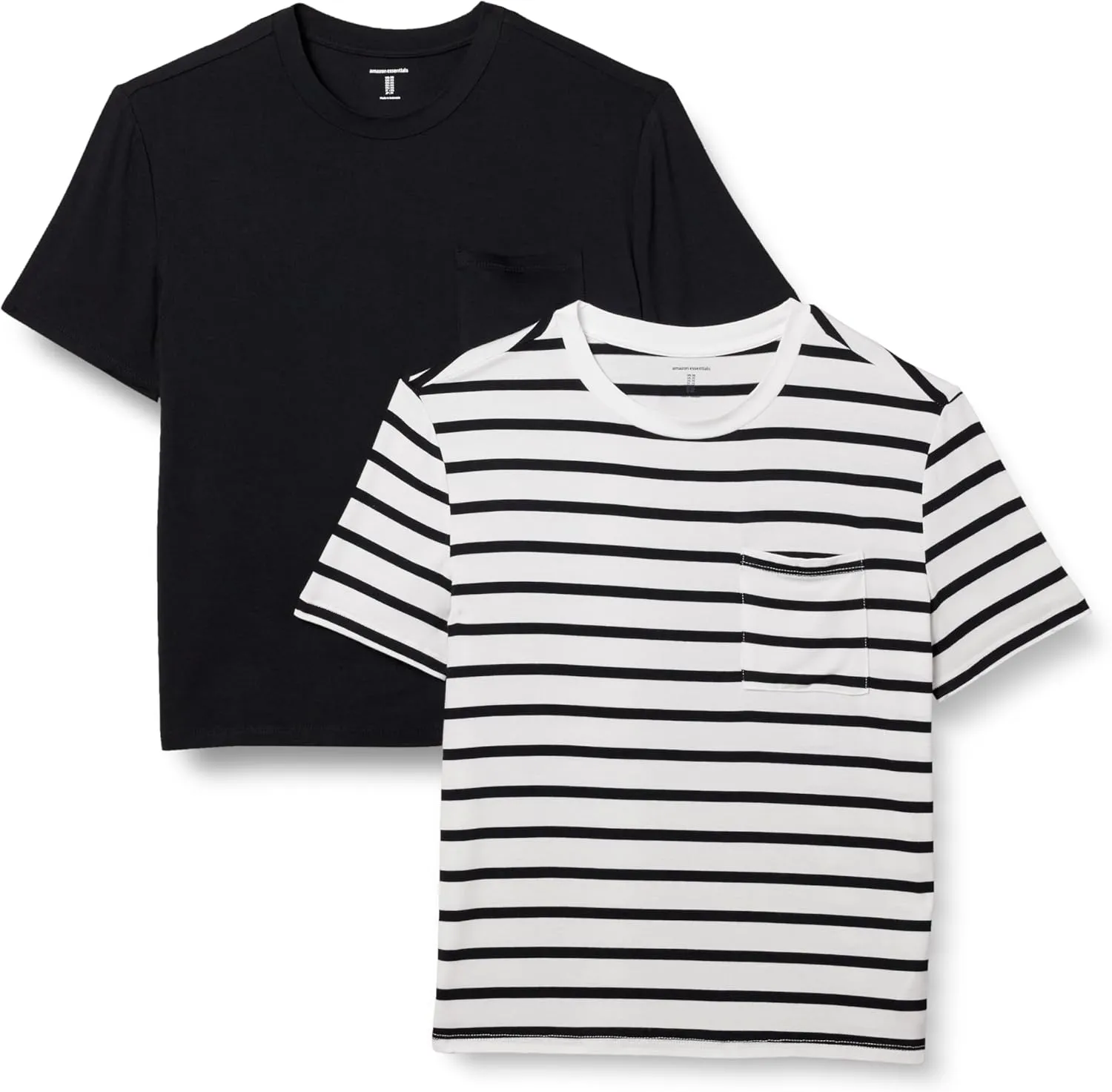 Amazon Essentials Women's Jersey Relaxed-Fit Short-Sleeve Crewneck Pocket T-Shirt, Pack of 2
