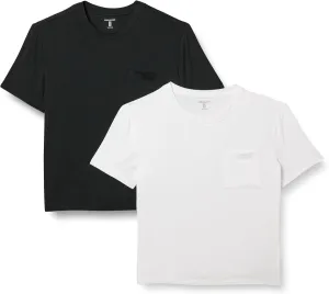Amazon Essentials Women's Jersey Relaxed-Fit Short-Sleeve Crewneck Pocket T-Shirt, Pack of 2