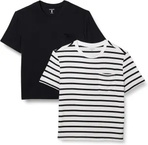 Amazon Essentials Women's Jersey Relaxed-Fit Short-Sleeve Crewneck Pocket T-Shirt, Pack of 2