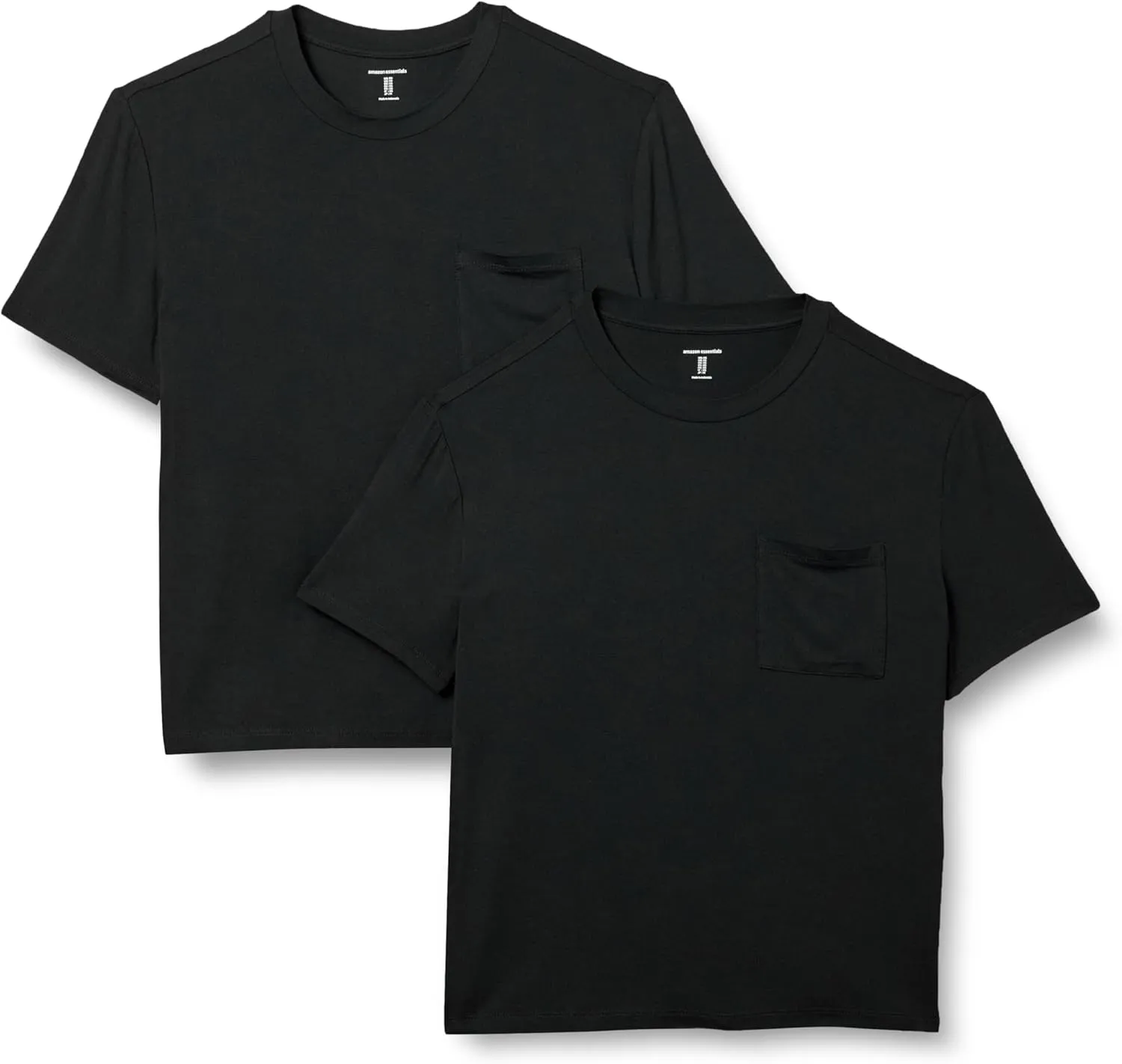 Amazon Essentials Women's Jersey Relaxed-Fit Short-Sleeve Crewneck Pocket T-Shirt, Pack of 2