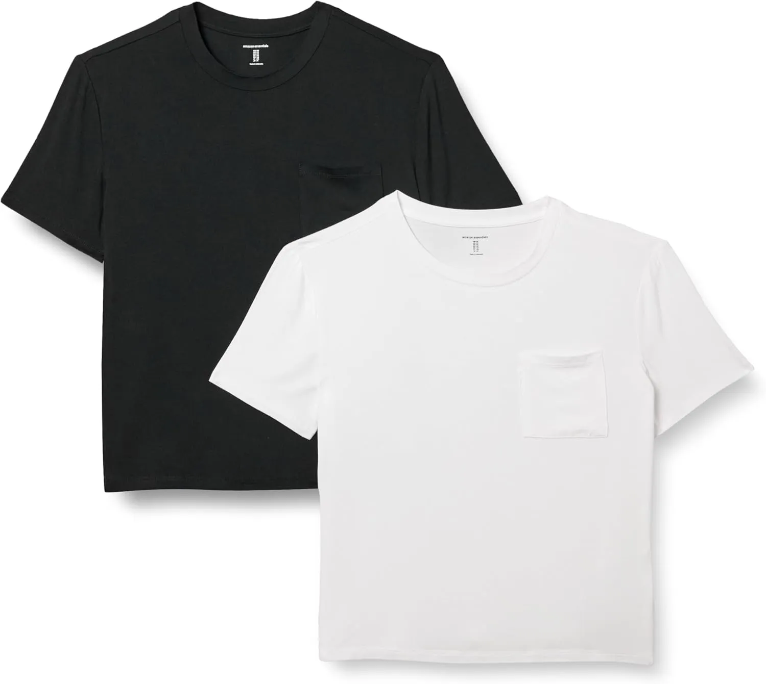 Amazon Essentials Women's Jersey Relaxed-Fit Short-Sleeve Crewneck Pocket T-Shirt, Pack of 2