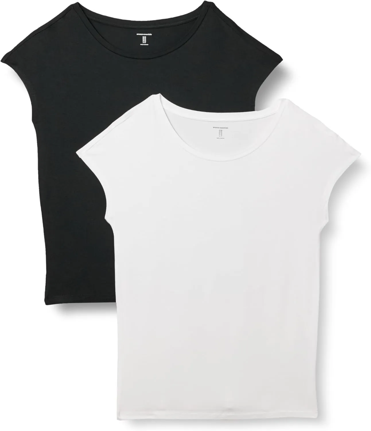 Amazon Essentials Women's Jersey Standard-Fit Short-Sleeve Boat-Neck T-Shirt, Pack of 2