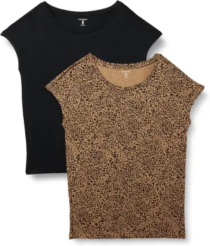 Amazon Essentials Women's Jersey Standard-Fit Short-Sleeve Boat-Neck T-Shirt, Pack of 2
