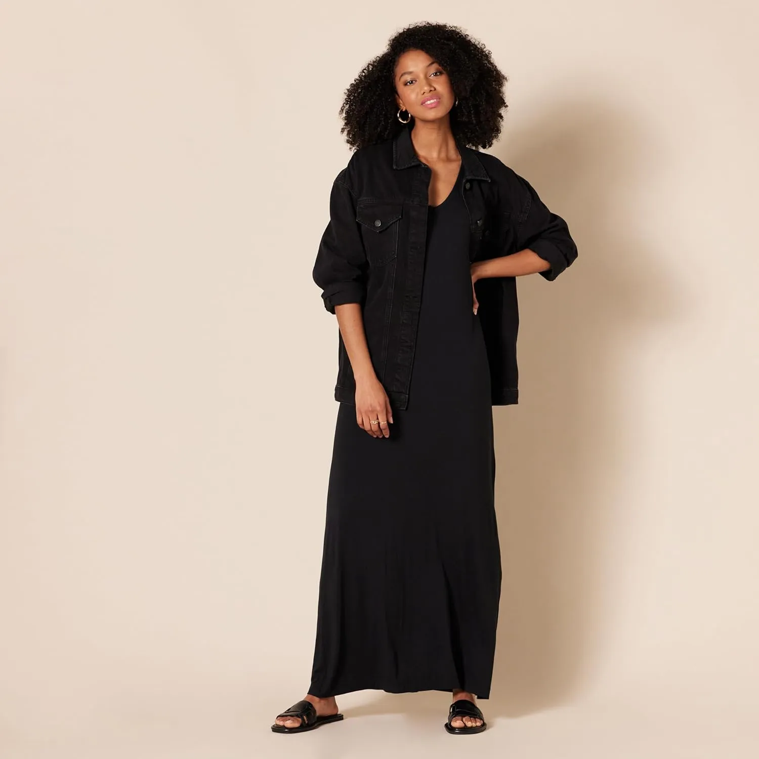 Amazon Essentials Women's Jersey V-Neck Tank Maxi Length Dress