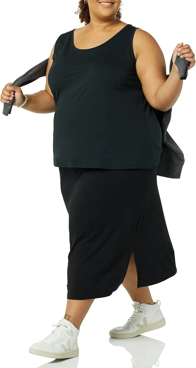 Amazon Essentials Women's Pull-On Knit Midi Skirt (Available in Plus Size)