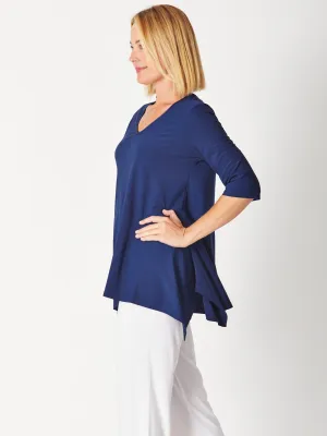 ANDREA VEE NECK MID SLV - Navy - 26355