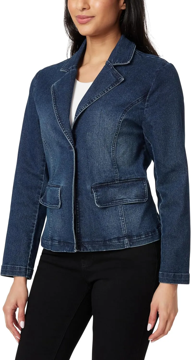 Angels Forever Young Women's Everflex Denim Blazer with Pockets