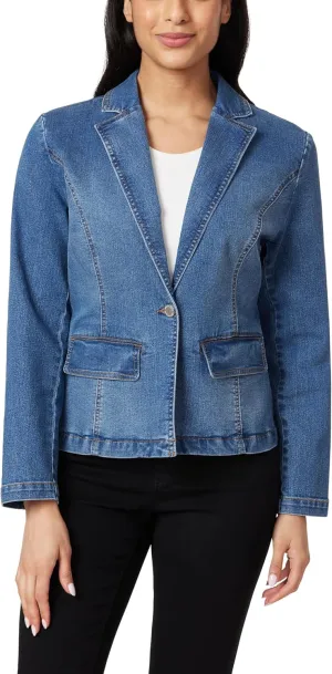 Angels Forever Young Women's Everflex Denim Blazer with Pockets