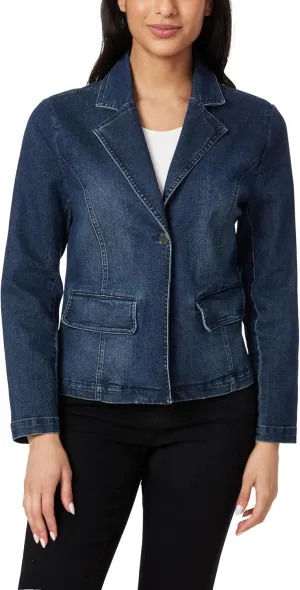 Angels Forever Young Women's Everflex Denim Blazer with Pockets