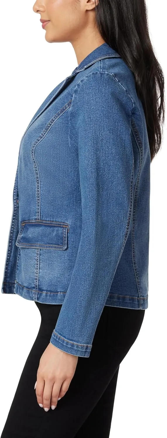 Angels Forever Young Women's Everflex Denim Blazer with Pockets