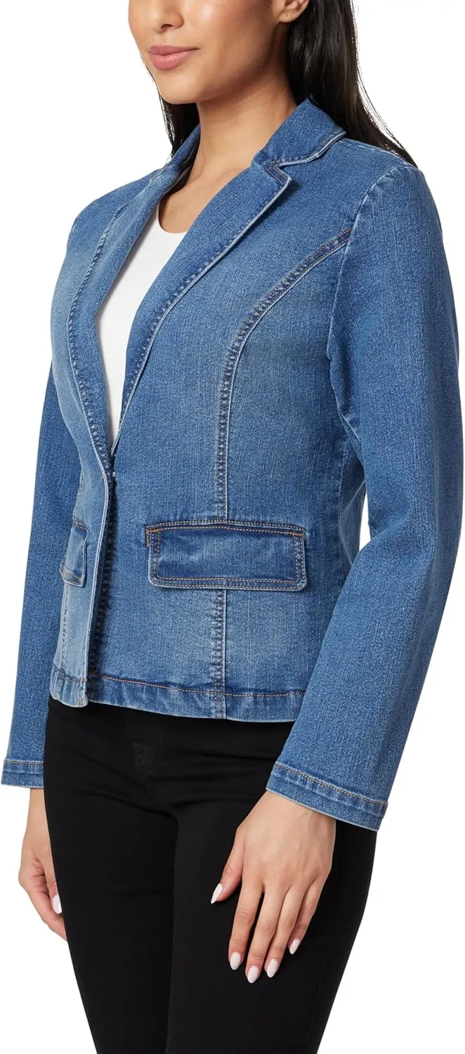 Angels Forever Young Women's Everflex Denim Blazer with Pockets