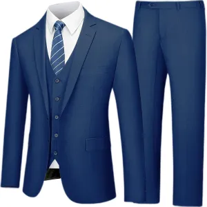 Antonio Uomo Mens Suit Set  Slim Fit 3 Piece Blazer 2 Button Jacket Vest Pants Business Wedding Party Solid Dress Suits