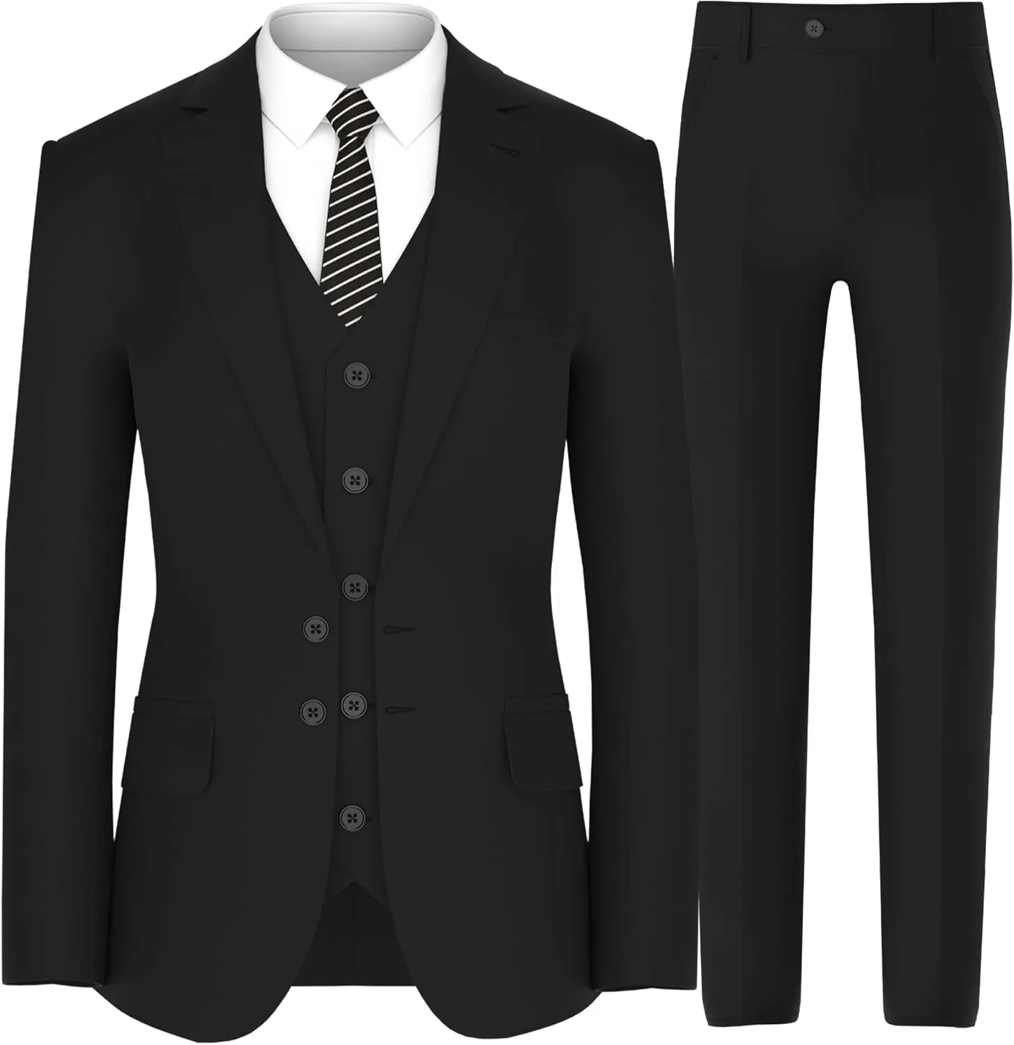 Antonio Uomo Mens Suit Set  Slim Fit 3 Piece Blazer 2 Button Jacket Vest Pants Business Wedding Party Solid Dress Suits