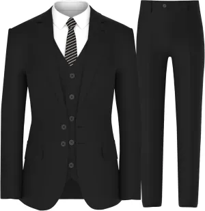 Antonio Uomo Mens Suit Set  Slim Fit 3 Piece Blazer 2 Button Jacket Vest Pants Business Wedding Party Solid Dress Suits