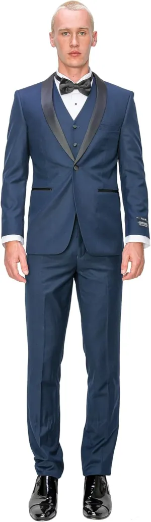 Antonio Uomo Mens Suit Set  Slim Fit Tuxedo Blazer Solid Jacket Vest Pants Formal Business Wedding Party Prom Dress Suits