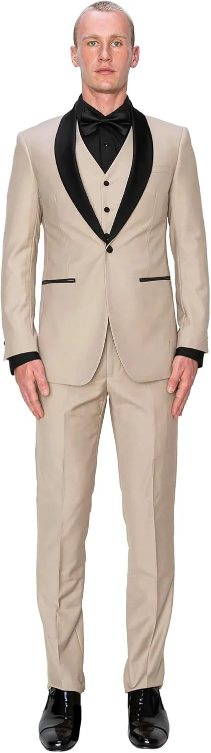 Antonio Uomo Mens Suit Set  Slim Fit Tuxedo Blazer Solid Jacket Vest Pants Formal Business Wedding Party Prom Dress Suits