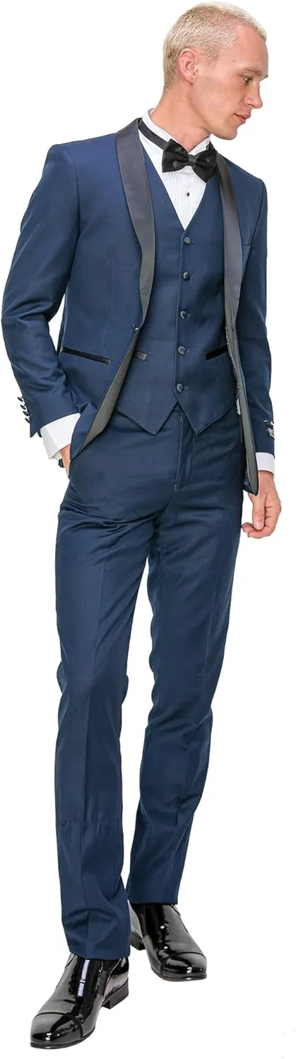 Antonio Uomo Mens Suit Set  Slim Fit Tuxedo Blazer Solid Jacket Vest Pants Formal Business Wedding Party Prom Dress Suits